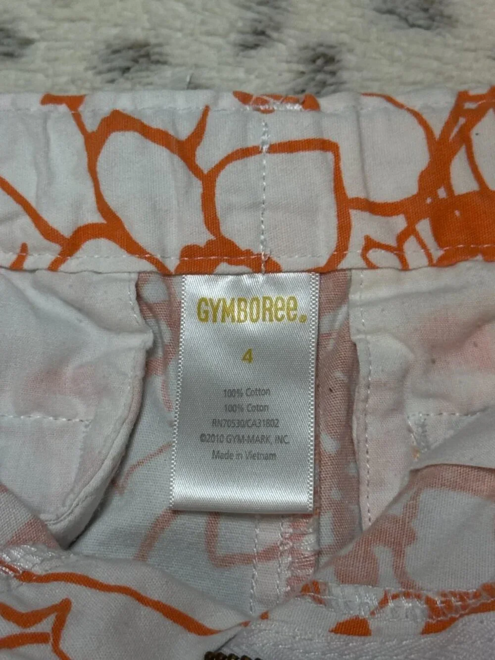 Gymboree orange white floral jean shorts girls 4T Hawaiian summer vacation